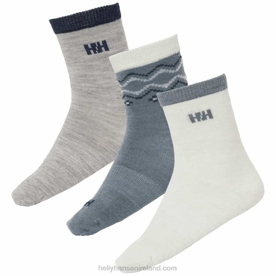 GREY MELANG 8V222F1008 Helly-Hansen KIDS' WOOL SOCKS. 3PK
