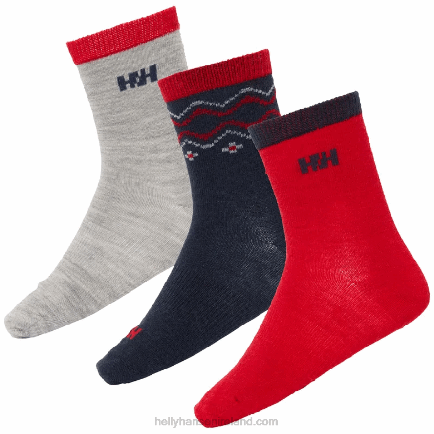 GREY MELANG 8V222F1009 Helly-Hansen KIDS' WOOL SOCKS. 3PK
