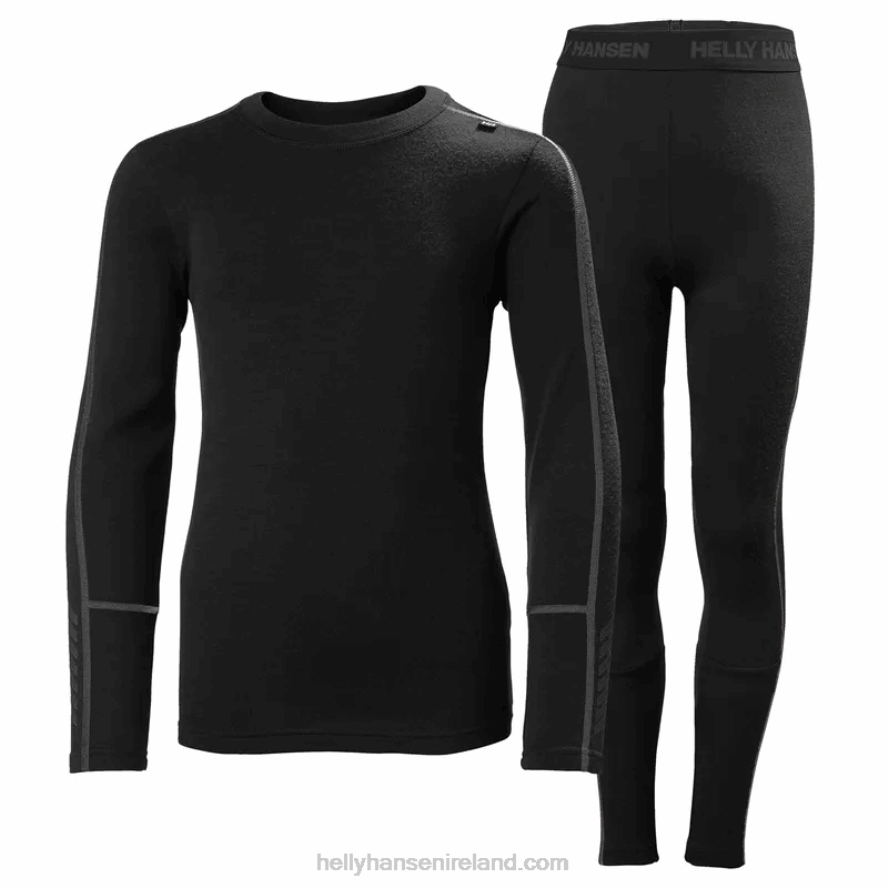 FALLEN ROCK/GREY MELANG 8V222F2485 Helly-Hansen JUNIORS' LIFA MERINO MIDWEIGHT BASE LAYER SET