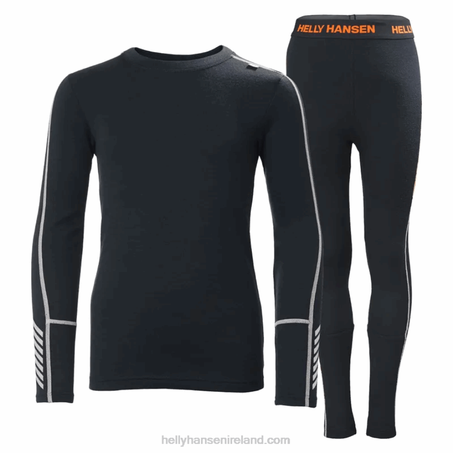 FALLEN ROCK/GREY MELANG/BLACK 8V222F2486 Helly-Hansen JUNIORS' LIFA MERINO MIDWEIGHT BASE LAYER SET