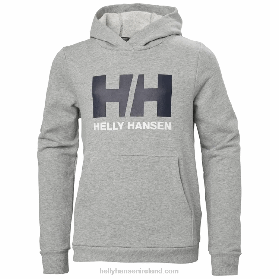 AZURITE/BLUE FOG 8V222F2501 Helly-Hansen JUNIORS' HH LOGO HOODIE 2.0