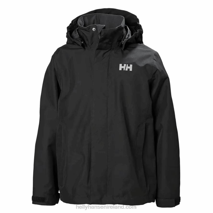BLACK 8V222F2813 Helly-Hansen JUNIORS' SEVEN J RAIN JACKET