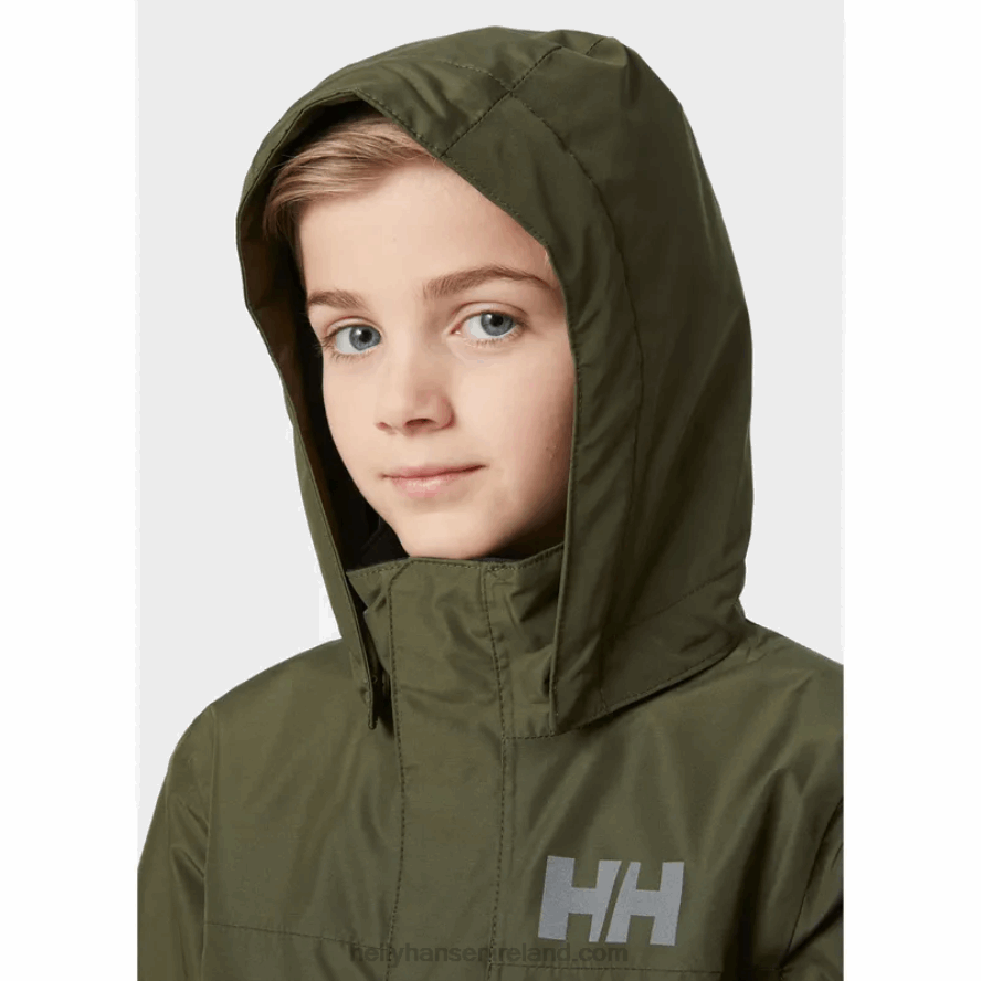 BLACK/NAVY 8V222F2770 Helly-Hansen JUNIORS' VIKA INSULATED RAIN JACKET