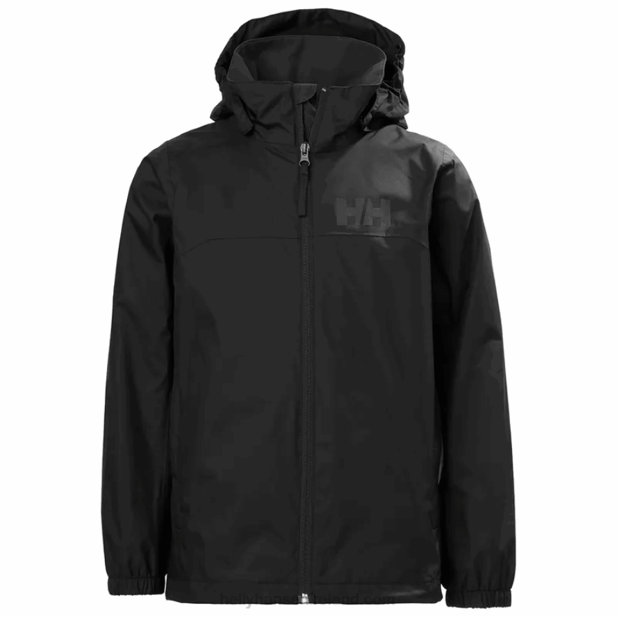 HOT CORAL/BLACK 8V222F2812 Helly-Hansen JUNIORS' URBAN RAIN JACKET