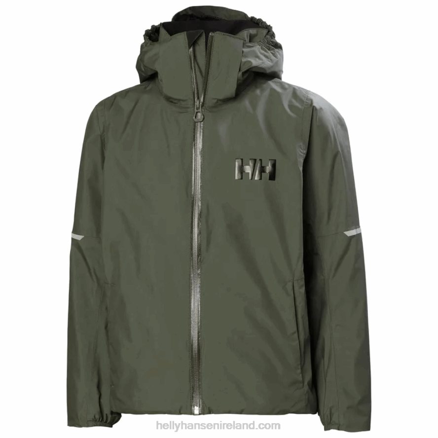 TERRACOTTA/SPRUCE 8V222F2429 Helly-Hansen JUNIORS' LOEN RAIN JACKET