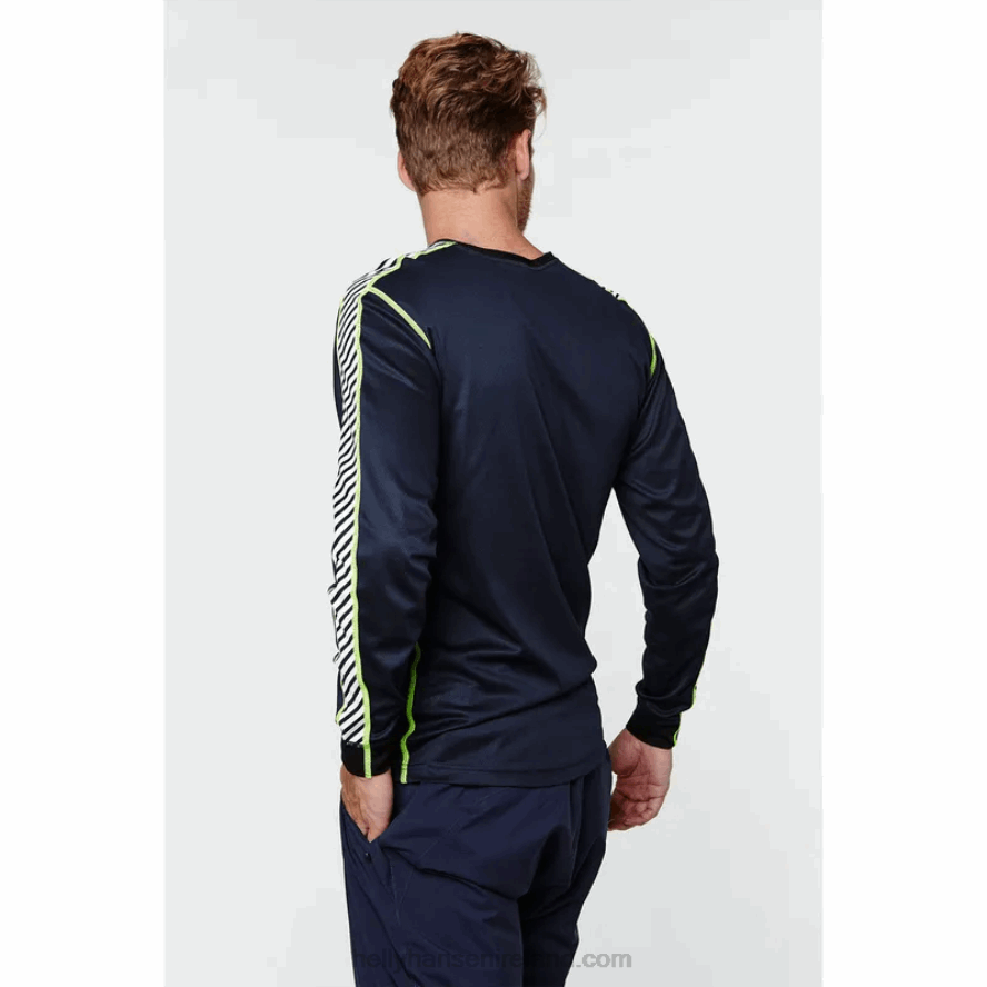 BLACK 8V222F1046 Helly-Hansen MEN'S HH LIFA STRIPE LONG-SLEEVE CREW BASE LAYER