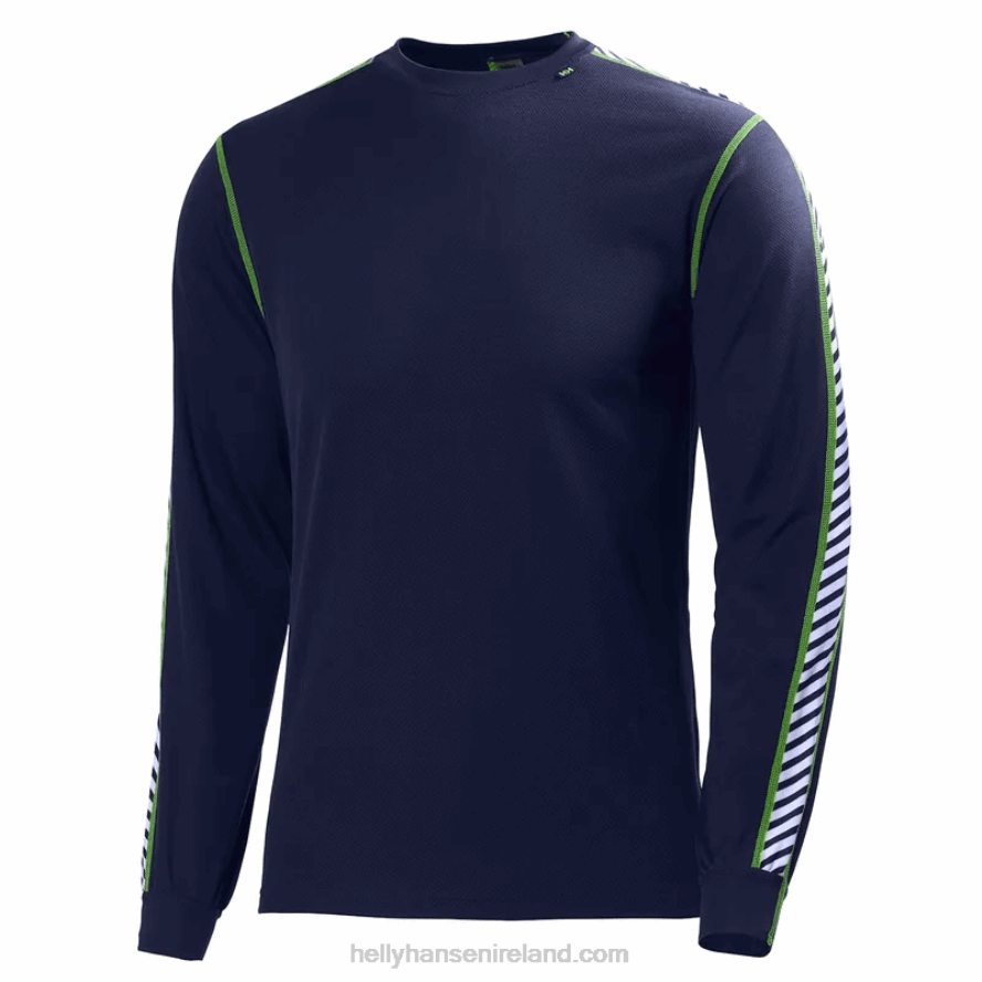 BLACK 8V222F1046 Helly-Hansen MEN'S HH LIFA STRIPE LONG-SLEEVE CREW BASE LAYER