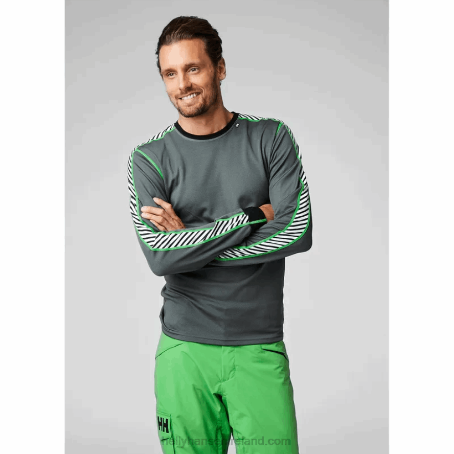 NAVY 8V222F1045 Helly-Hansen MEN'S HH LIFA STRIPE LONG-SLEEVE CREW BASE LAYER