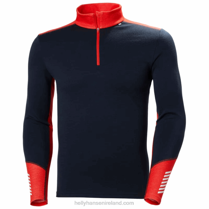 BLACK 8V222F1086 Helly-Hansen MEN'S LIFA MERINO MIDWEIGHT HALF-ZIP BASE LAYER