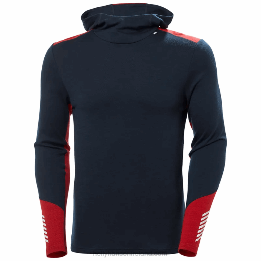 BLACK 8V222F1090 Helly-Hansen MEN'S LIFA MERINO MIDWEIGHT 2-IN-1 BASE LAYER HOODIE