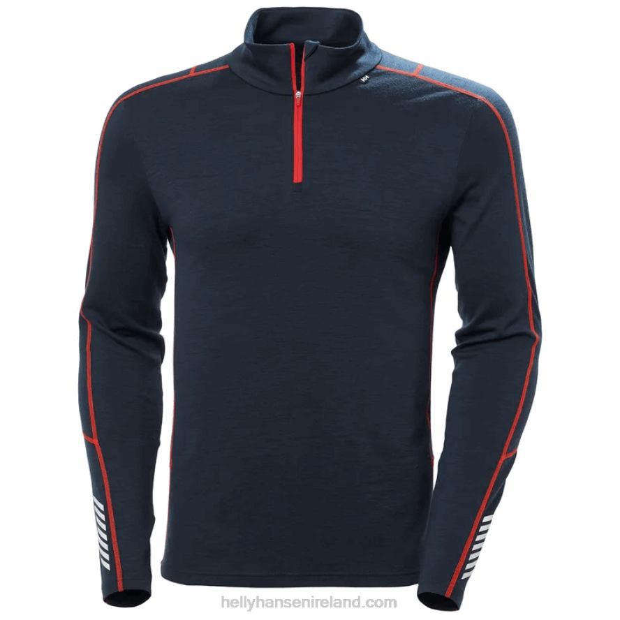 BLACK 8V222F1093 Helly-Hansen MEN'S LIFA MERINO LIGHTWEIGHT HALF-ZIP 2-IN-1 BASE LAYER