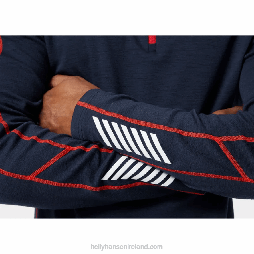 BLACK 8V222F1093 Helly-Hansen MEN'S LIFA MERINO LIGHTWEIGHT HALF-ZIP 2-IN-1 BASE LAYER