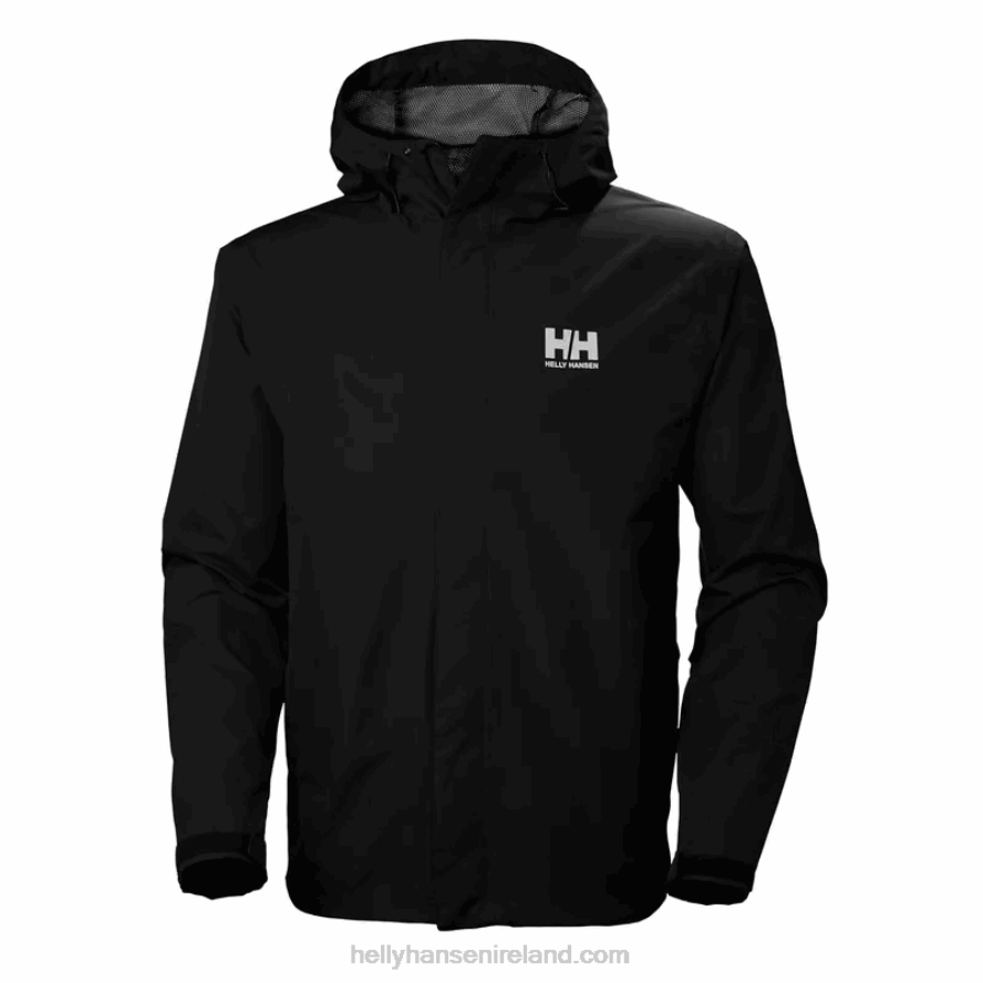 BLACK 8V222F171 Helly-Hansen MEN'S SEVEN J RAIN JACKET