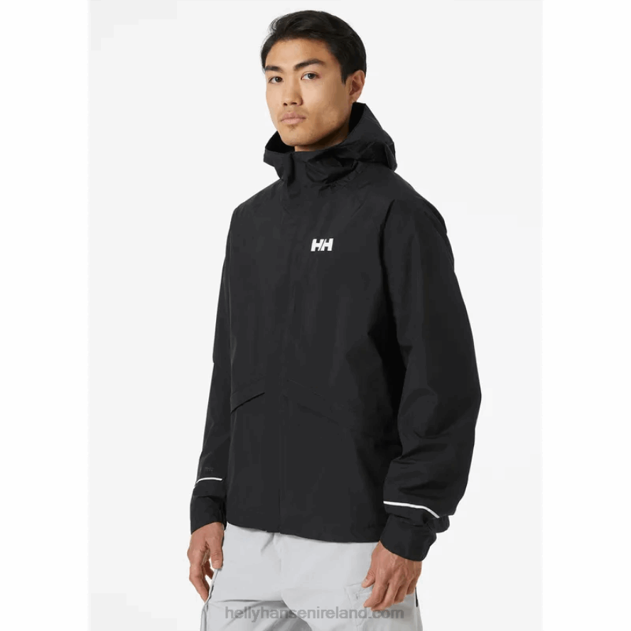 BLACK 8V222F253 Helly-Hansen MEN'S FAST RAIN JACKET