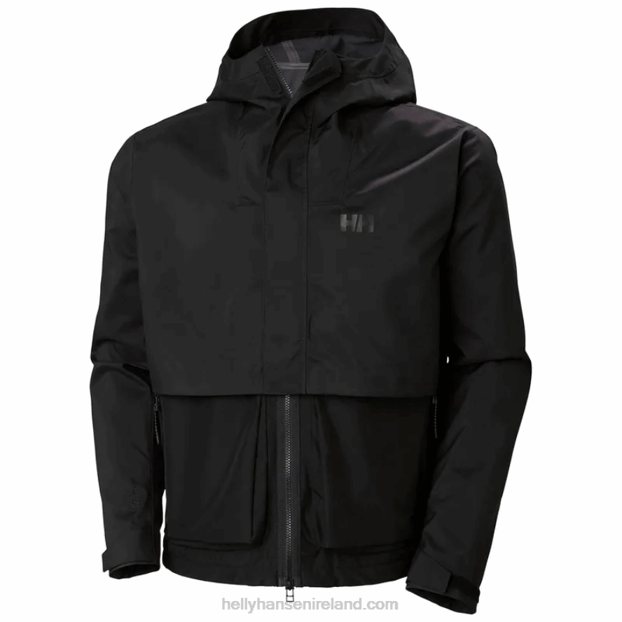 BLACK 8V222F257 Helly-Hansen MEN'S FLEX MODULAR RAIN JACKET