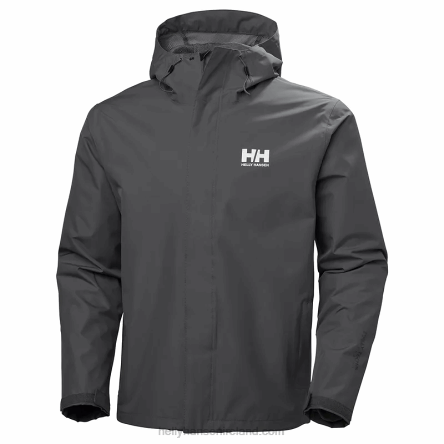 CHARCOAL 8V222F169 Helly-Hansen MEN'S SEVEN J RAIN JACKET