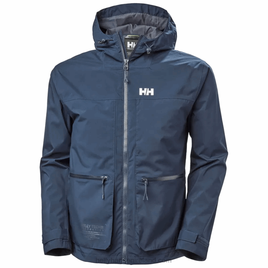 NAVY 8V222F233 Helly-Hansen MEN'S MOVE HOODED RAIN JACKET