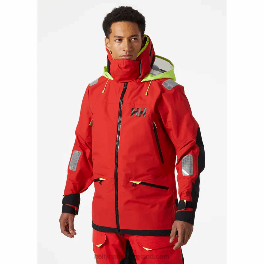 ALERT RED 8V222F47 Helly-Hansen MEN'S AEGIR RACE SAILING JACKET 2.0