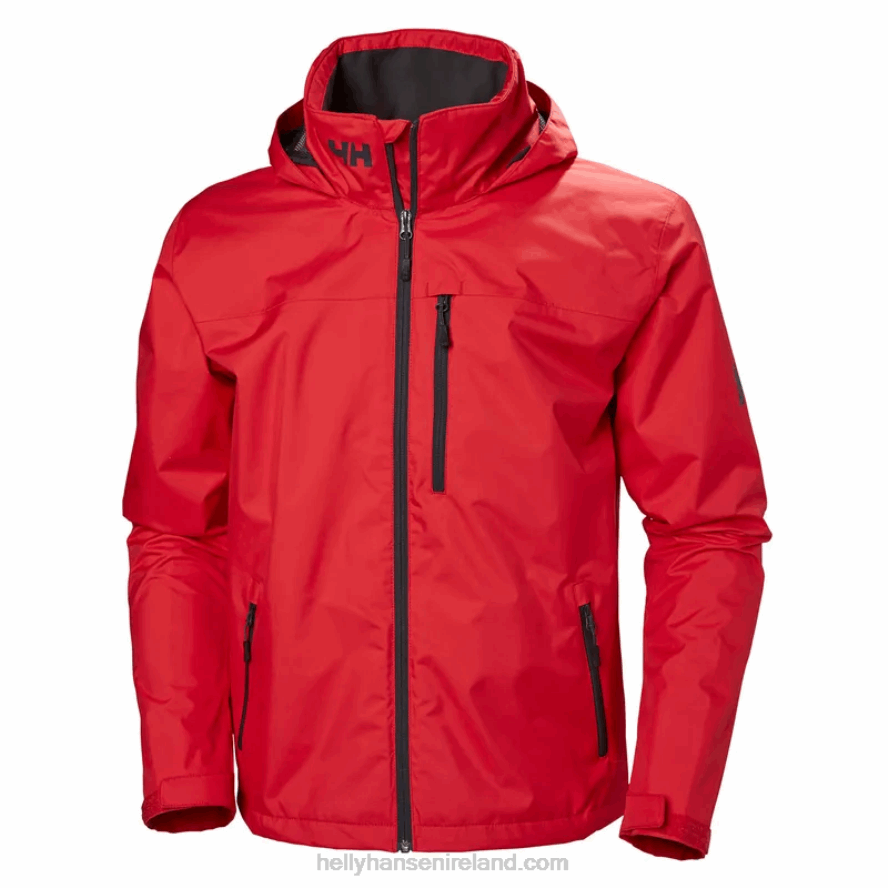 RED 8V222F14 Helly-Hansen MEN'S CREW HOODED SAILING JACKET