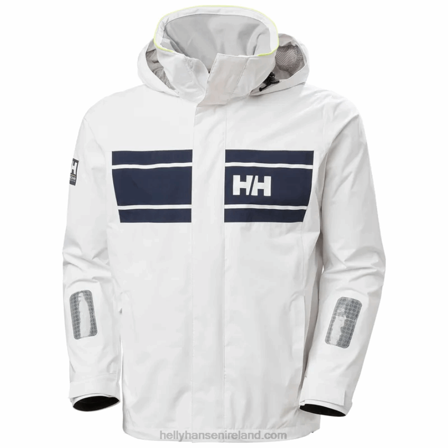 WHITE 8V222F109 Helly-Hansen MEN'S SALTHOLM SAILING JACKET