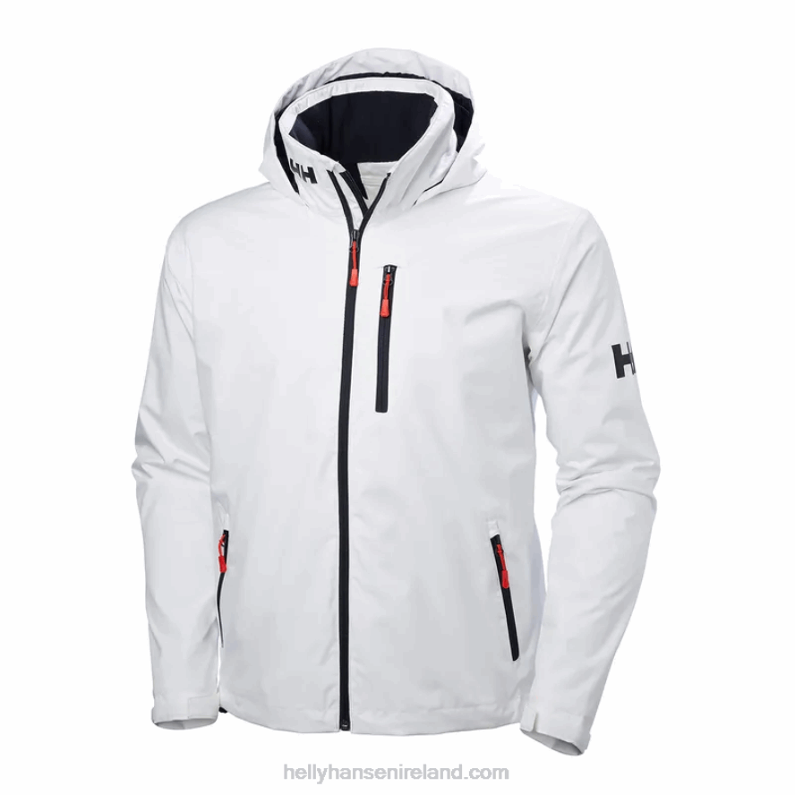 WHITE 8V222F20 Helly-Hansen MEN'S CREW HOODED MIDLAYER JACKET