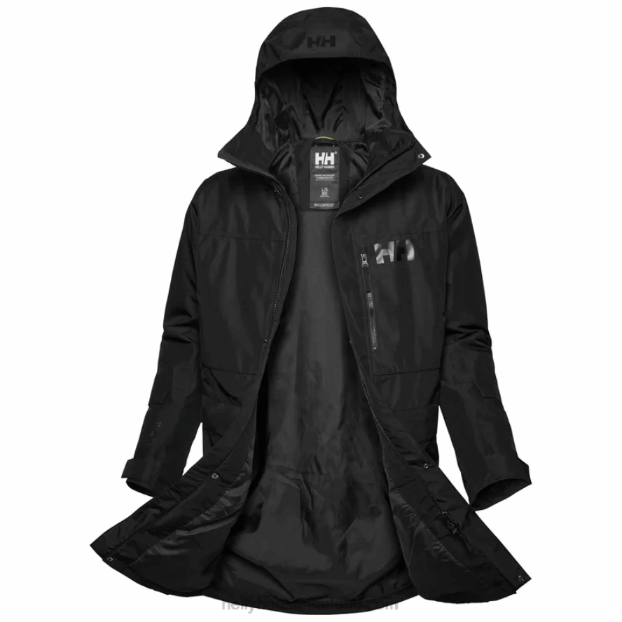 BLACK 8V222F235 Helly-Hansen MEN'S RIGGING INSULATED RAINCOAT