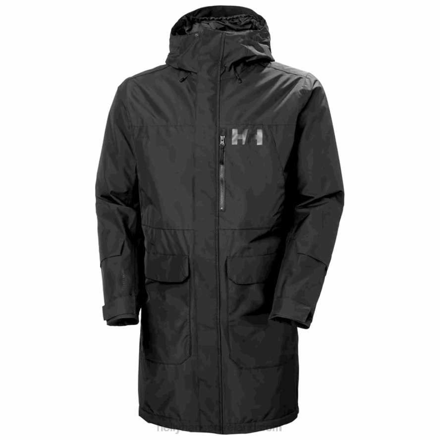 BLACK 8V222F235 Helly-Hansen MEN'S RIGGING INSULATED RAINCOAT
