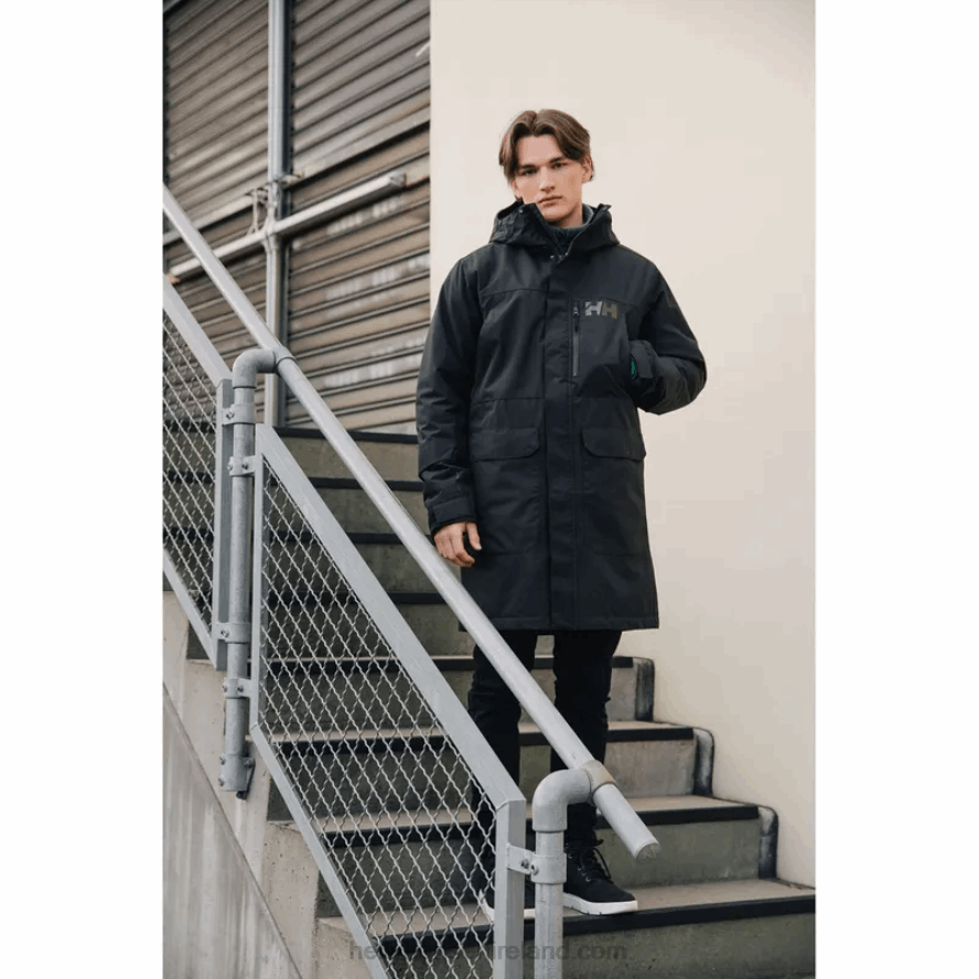 BLACK 8V222F235 Helly-Hansen MEN'S RIGGING INSULATED RAINCOAT