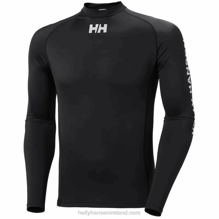 BLACK 8V222F935 Helly-Hansen MEN'S WATERWEAR RASHGUARD
