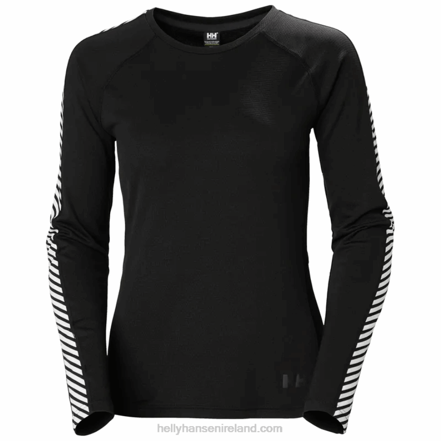 DARKEST SPR 8V222F2079 Helly-Hansen WOMEN'S LIFA ACTIVE STRIPE CREW BASE LAYER