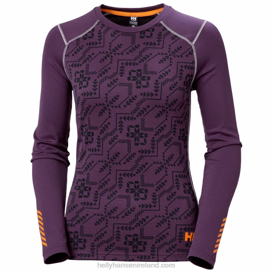 NAVY 8V222F2087 Helly-Hansen WOMEN'S LIFA ACTIVE GRAPHIC CREW BASE LAYER