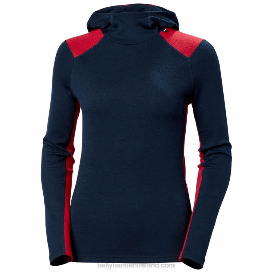BLACK 8V222F2059 Helly-Hansen WOMEN'S LIFA MERINO MIDWEIGHT 2-IN-1 BASE LAYER HOODIE