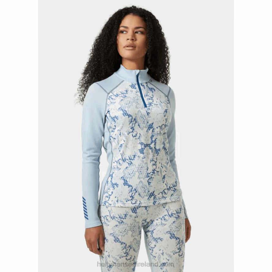 BLACK 8V222F2063 Helly-Hansen WOMEN'S LIFA MERINO MIDWEIGHT 2-IN-1 GRAPHIC HALF-ZIP BASE LAYER