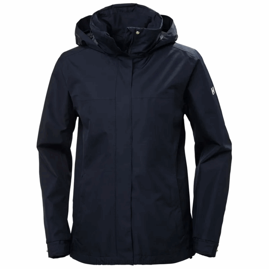 WHITE/BLACK 8V222F2581 Helly-Hansen WOMEN'S ADEN RAIN JACKET