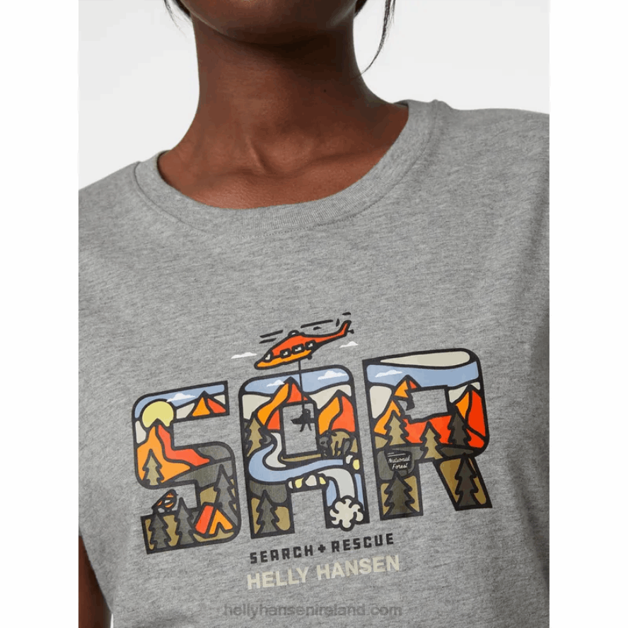 GREY MEL SQ 8V222F1940 Helly-Hansen WOMEN'S F2F ORGANIC COTTON T-SHIRT